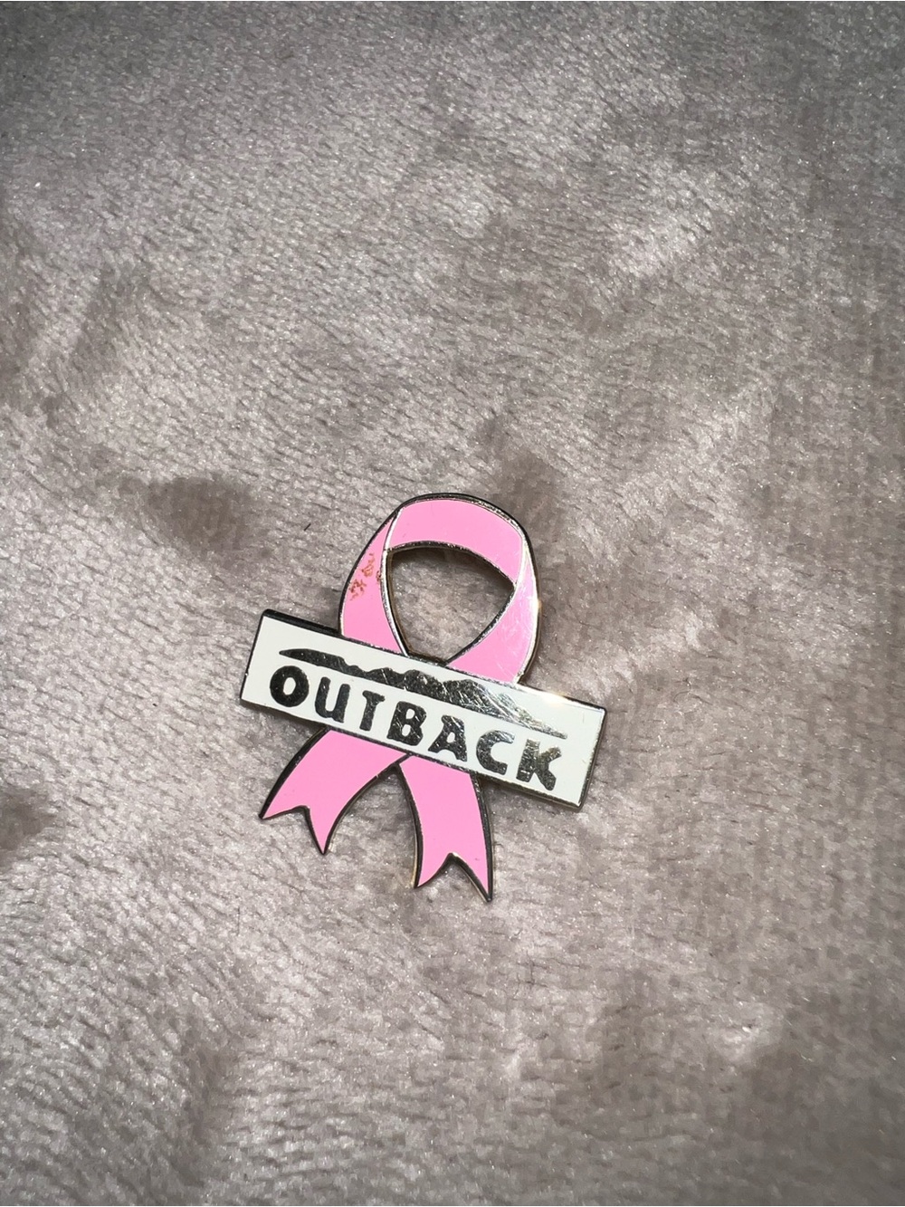 Vintage Outback Steakhouse Pink Ribbon Enamel Pin - Breast Cancer Awareness